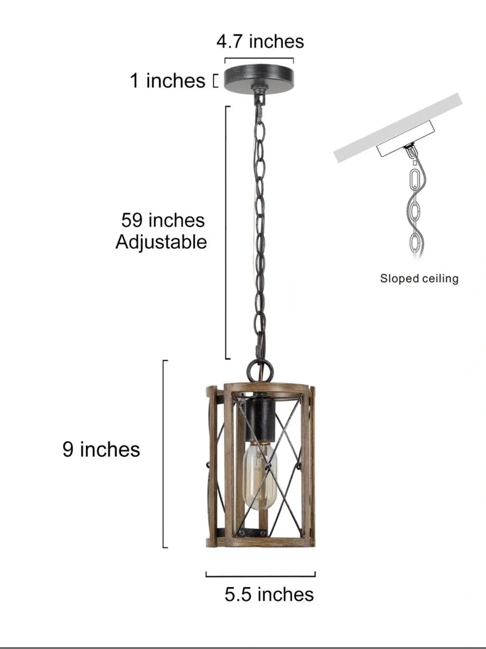 New LNC Muffsangh Wood and Metal Cage  farmhouse Pendant Light